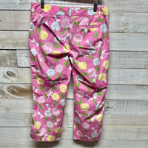 Lilly Pulitzer Pants Size 4 Pink Floral Crop‎ Chino Pockets - Picture 2 of 12